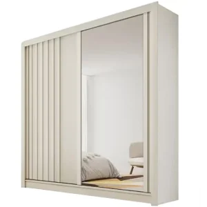 Guarda Roupa Lugano Casal com Espelho Ripado 2 Portas 4 Gavetas Europa