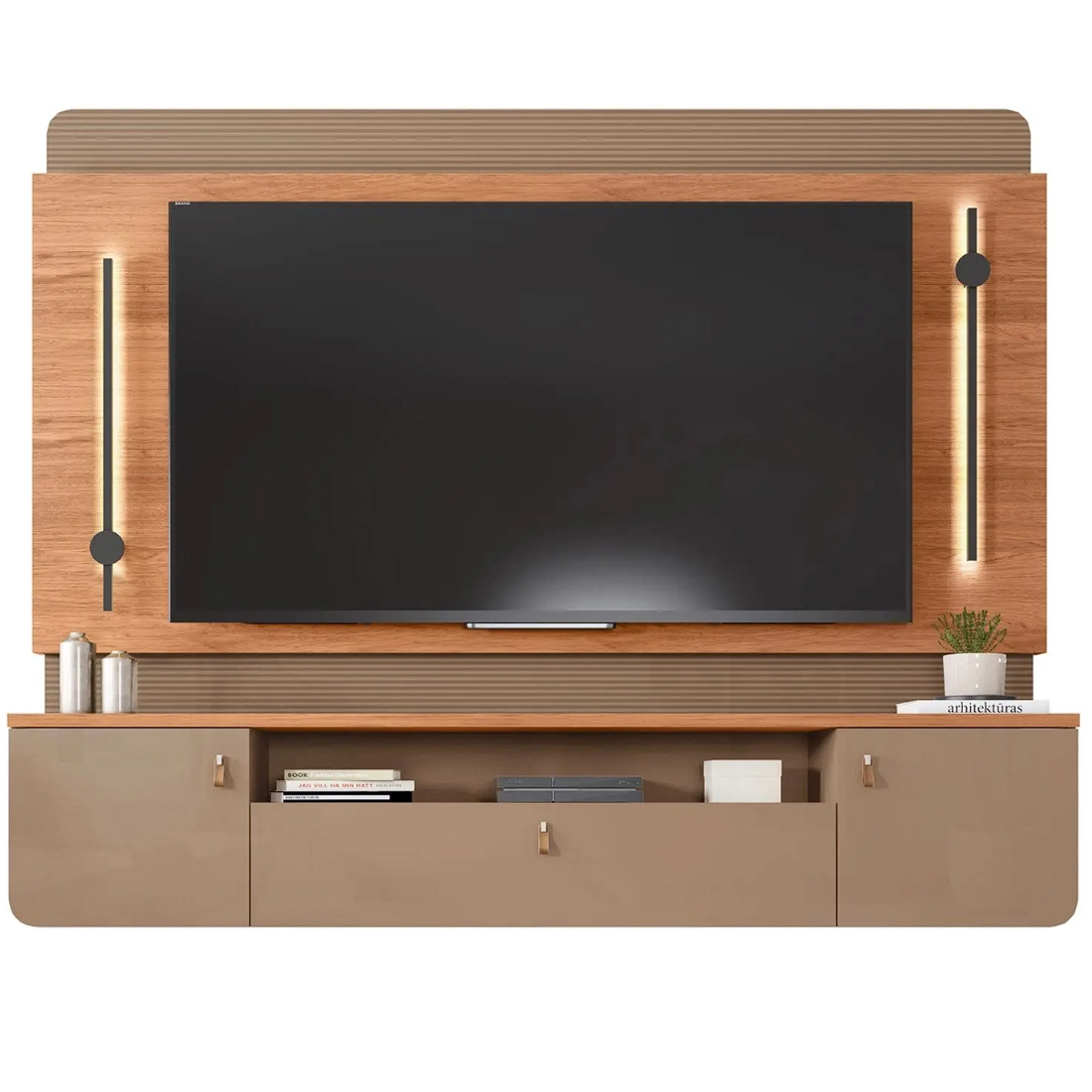 Painel Dali para Tv Até 75 Polegadas Ripado com Led 2 Portas 1 Gaveta Caemmun