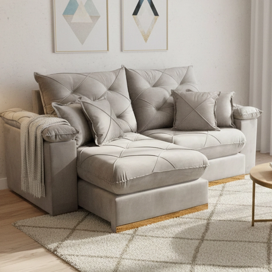 Sofá Gran Plus em Linho com Molas Ensacadas 4 Lugares Retrátil e Reclinável 230cm Império - Imagem 3