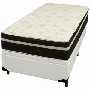 Base Baú em Corino com Colchão Bio Classic Solteiro com Molas Ensacadas 67x188x88cm Bio Flex