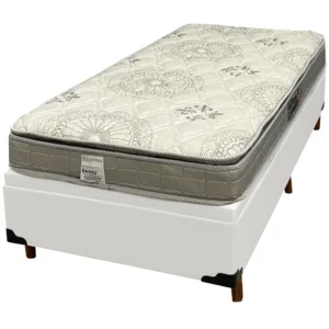 Base Baú em Corino com Colchão Orthosono Solteiro D33 One Bord com Pillow 55x188x88cm Anjos