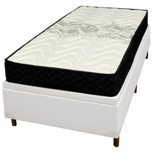 Base Baú em Corino com Colchão Pasquale D45 Solteiro 60x188x88cm Paropas