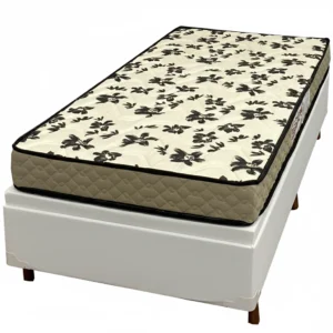 Base Baú em Corino com Colchão Pasquale Wave Solteiro D33 Paropas 54x188x88cm
