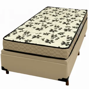Base Baú em Veludo com Colchão Pasquale Wave Solteiro D33 Paropas 54x188x88cm