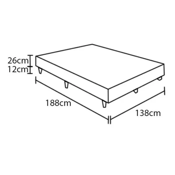 Base Box Universal Casal em Suede 37x138x188cm Alto Nivel