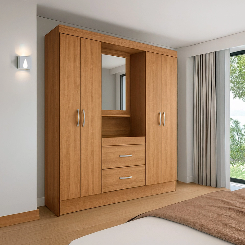 Guarda Roupa Capelinha Lord 2 Gavetas 4 Portas Solteiro com Espelho Demobile - Imagem 3