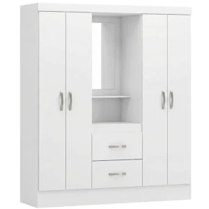 Guarda Roupa Capelinha Lord 2 Gavetas 4 Portas Solteiro com Espelho Demobile