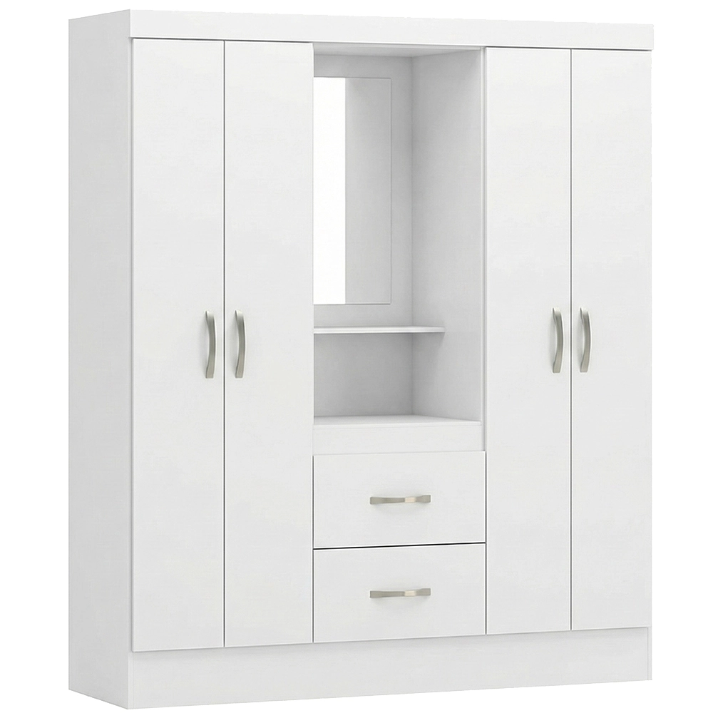 Guarda Roupa Capelinha Lord 2 Gavetas 4 Portas Solteiro com Espelho Demobile - Imagem 4