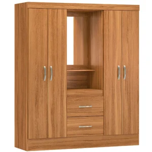 Guarda Roupa Capelinha Lord 2 Gavetas 4 Portas Solteiro com Espelho Demobile