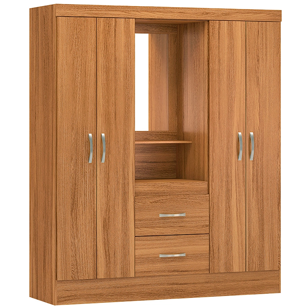 Guarda Roupa Capelinha Lord 2 Gavetas 4 Portas Solteiro com Espelho Demobile