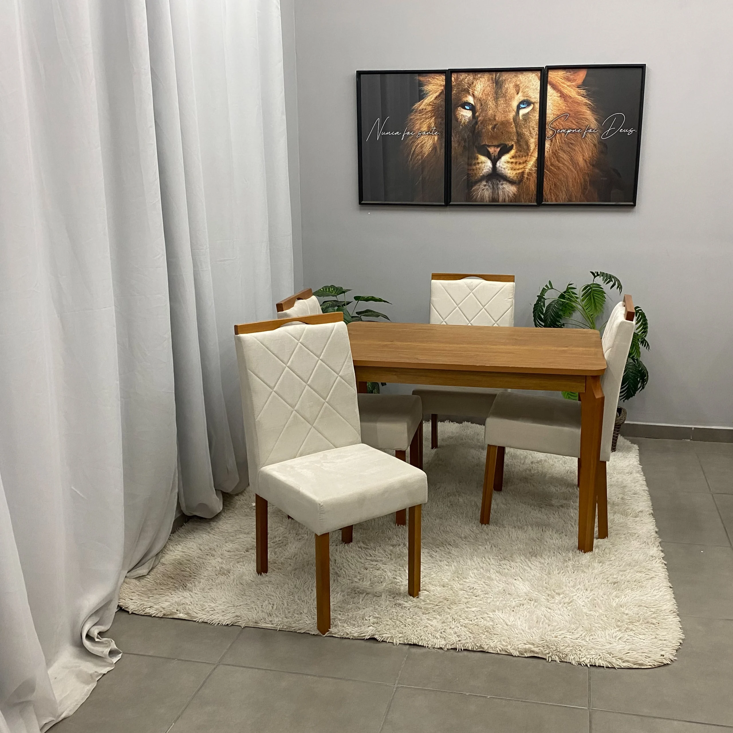 Mesa de Jantar Alegra 120x80cm Sem Vidro e 4 Cadeiras California em Veludo Estofadas Jcm - Imagem 3