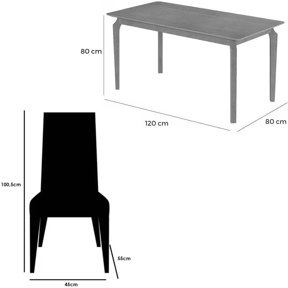 Mesa de Jantar Alegra 120x80cm Sem Vidro e 4 Cadeiras California em Veludo Estofadas Jcm - Imagem 2