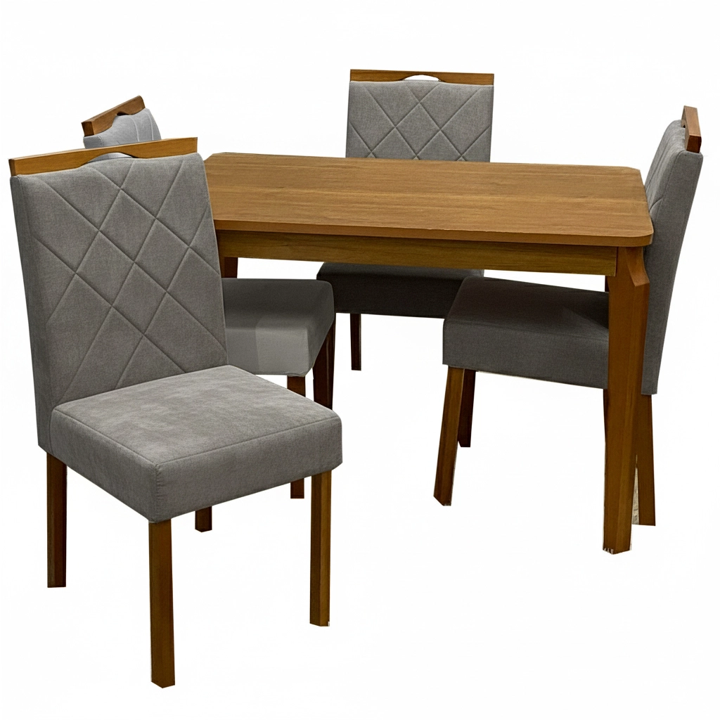 Mesa de Jantar Alegra 120x80cm Sem Vidro e 4 Cadeiras California em Veludo Estofadas Jcm - Imagem 4