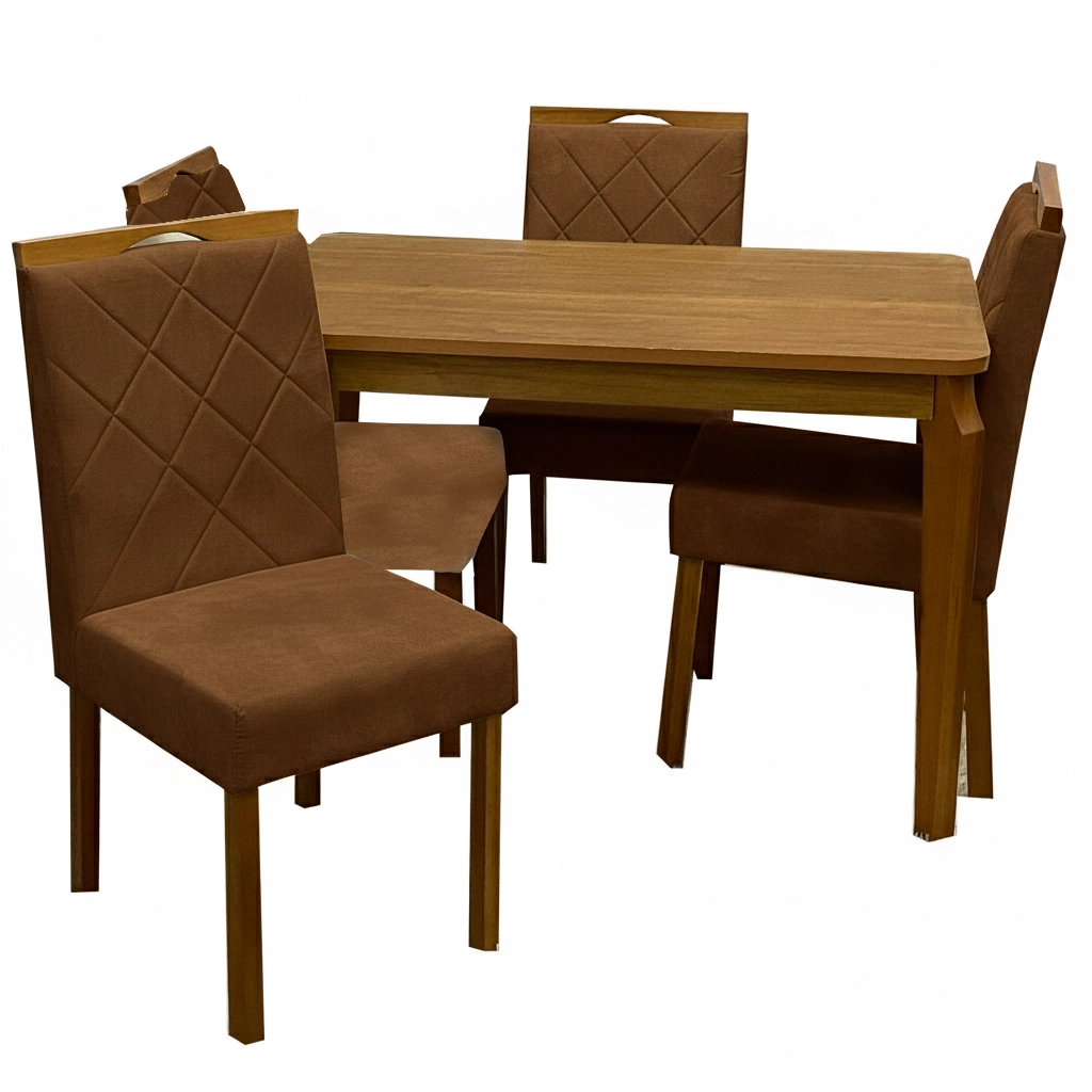 Mesa de Jantar Alegra 120x80cm Sem Vidro e 4 Cadeiras California em Veludo Estofadas Jcm - Imagem 5