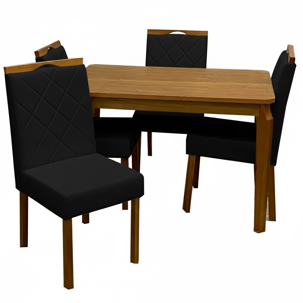 Mesa de Jantar Alegra 120x80cm Sem Vidro e 4 Cadeiras California em Veludo Estofadas Jcm - Imagem 6