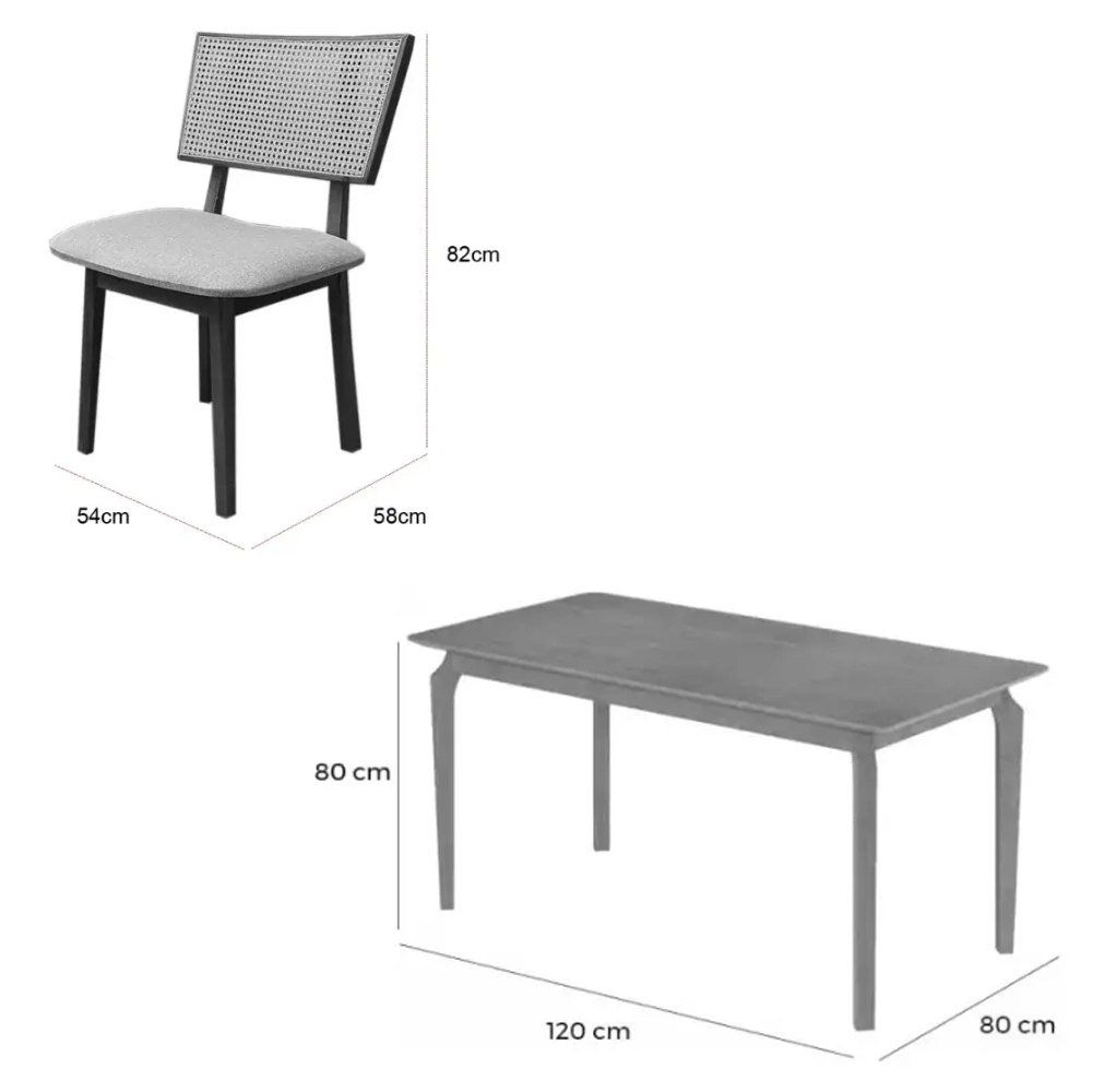 Mesa de Jantar Alegra 120x80cm Sem Vidro e 4 Cadeiras Diamante Madeira em Linho Jcm - Imagem 2
