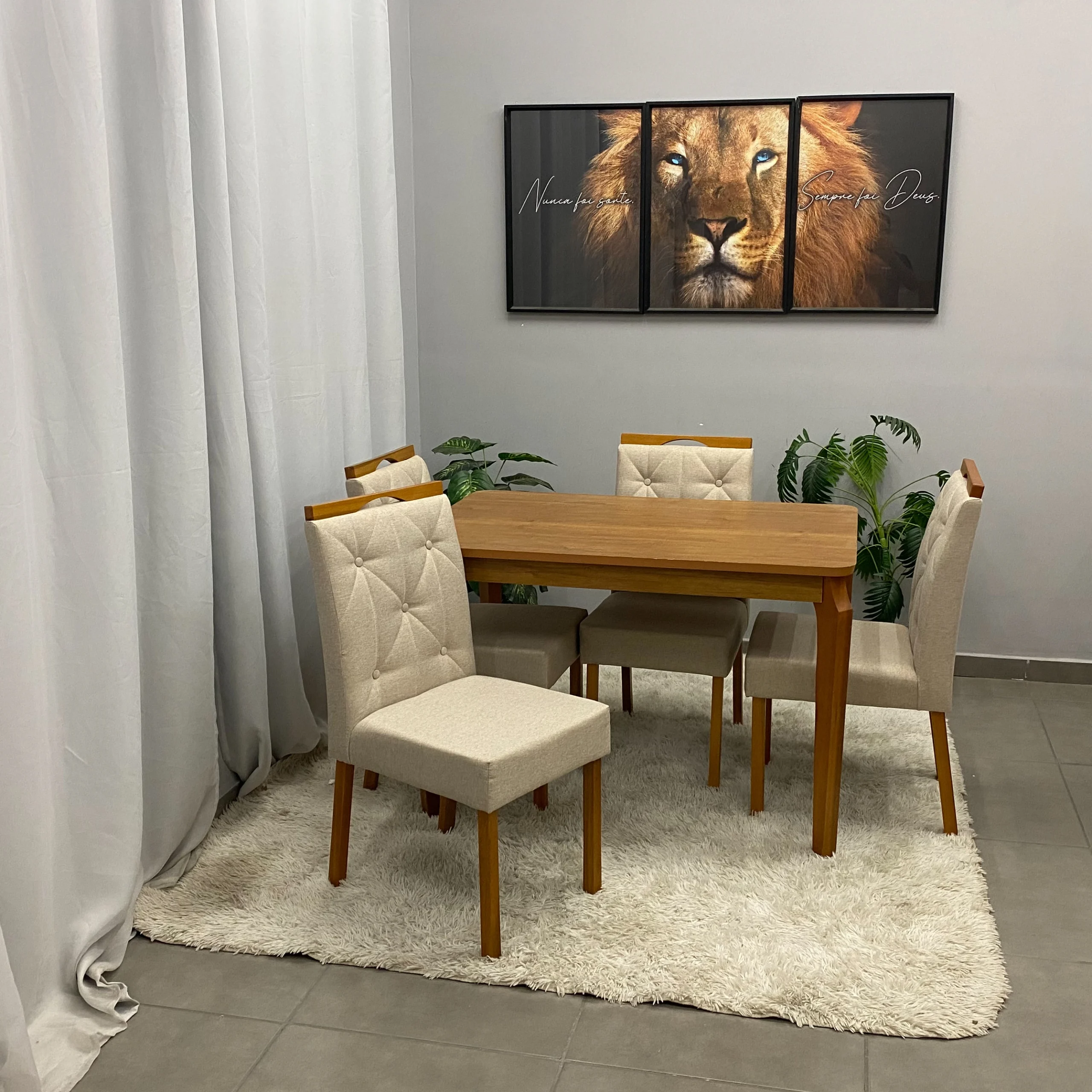 Mesa de Jantar Alegra 120x80cm Sem Vidro e 4 Cadeiras Jasmim em Veludo Estofadas Jcm - Imagem 3
