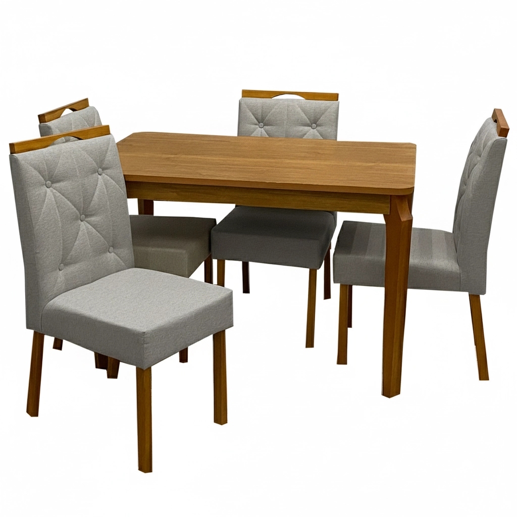 Mesa de Jantar Alegra 120x80cm Sem Vidro e 4 Cadeiras Jasmim em Veludo Estofadas Jcm - Imagem 4