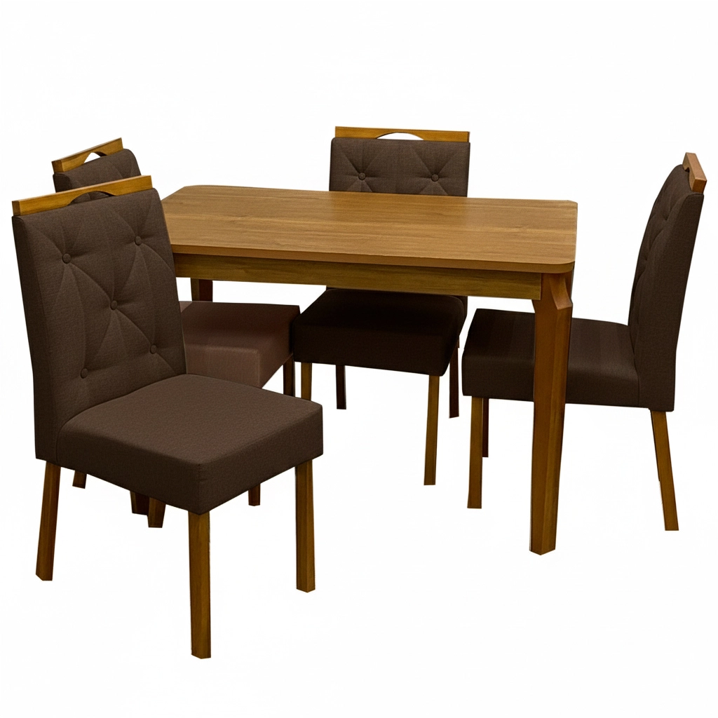 Mesa de Jantar Alegra 120x80cm Sem Vidro e 4 Cadeiras Jasmim em Veludo Estofadas Jcm - Imagem 5