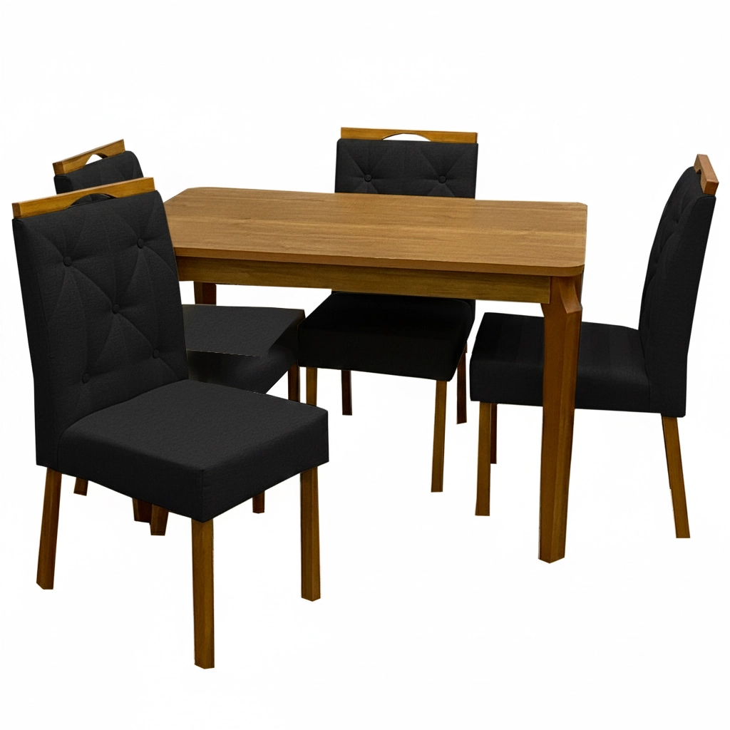 Mesa de Jantar Alegra 120x80cm Sem Vidro e 4 Cadeiras Jasmim em Veludo Estofadas Jcm - Imagem 6