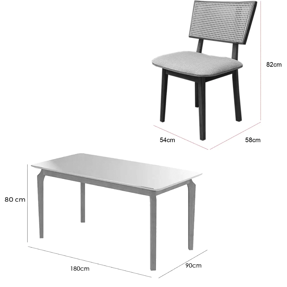 Mesa de Jantar Alegra 180x90cm com Vidro e 6 Cadeiras Diamante em Linho Madeira Jcm - Imagem 2
