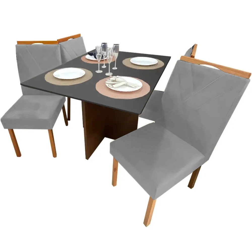 Mesa de Jantar Helo 120x90cm em Linho com 4 Cadeiras California Poliman - Imagem 6