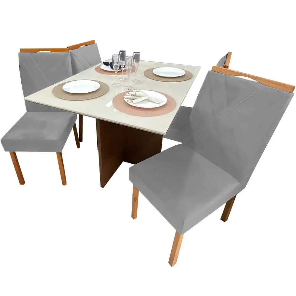 Mesa de Jantar Helo 120x90cm em Linho com 4 Cadeiras California Poliman - Imagem 5