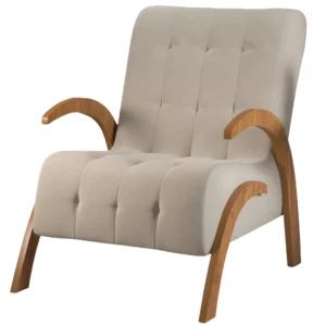 Poltrona Flower em Veludo com Pés em Mdf Viero