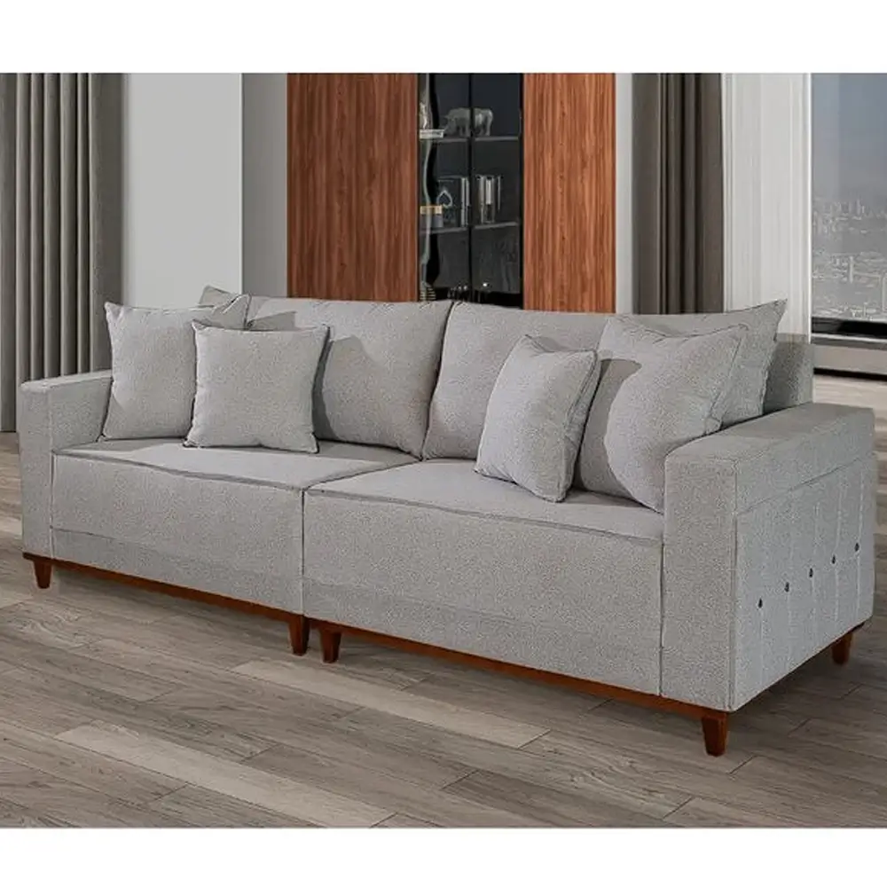 Sofá Living Montes Claros 4 Lugares com Almofadas Soltas 236cm Tecido Linho Lufer - Imagem 3