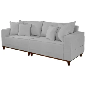 Sofá Living Montes Claros 4 Lugares com Almofadas Soltas 236cm Tecido Linho Lufer