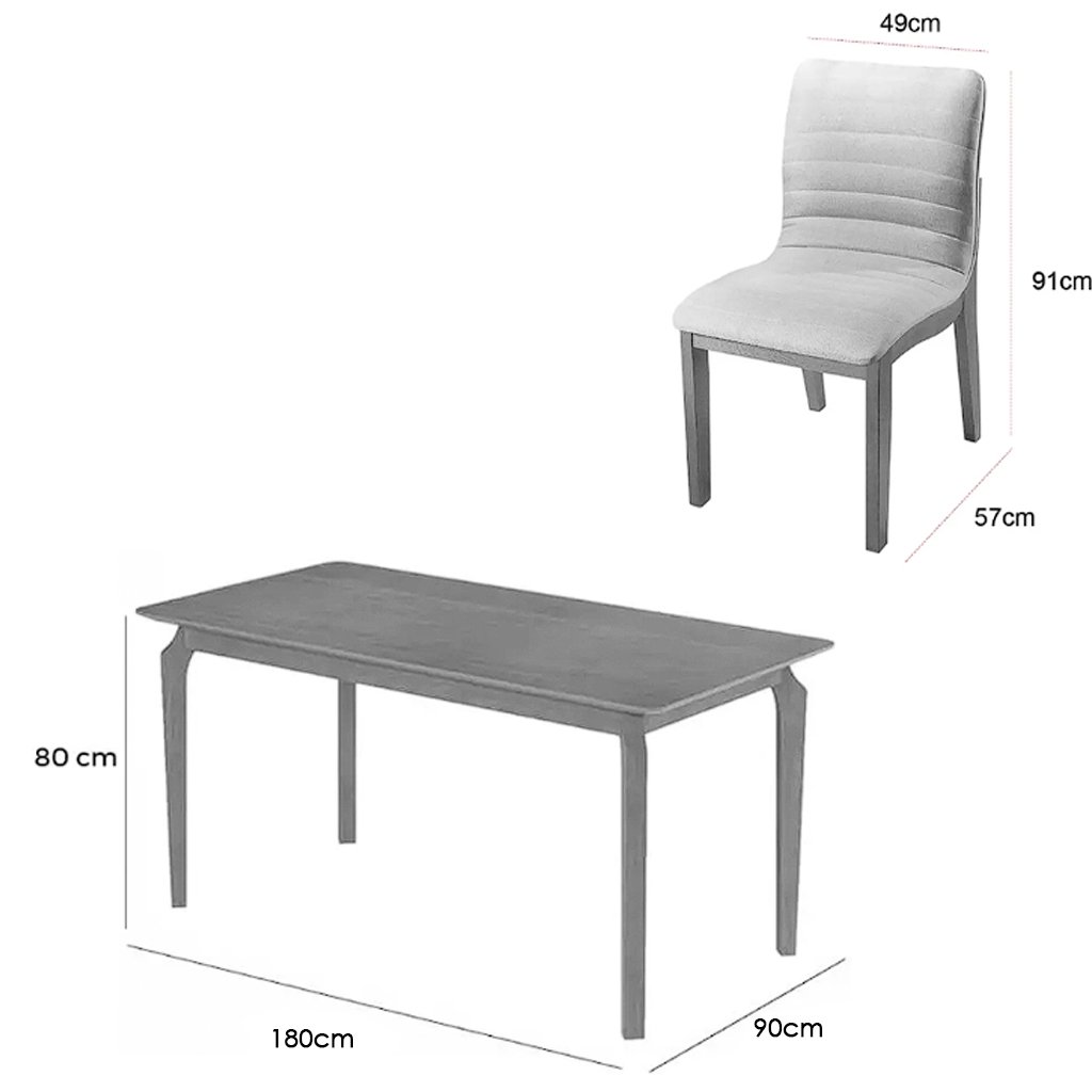 Mesa de Jantar Alegra 180x90cm Sem Vidro e 6 Cadeiras Sofia em Corino Madeira Jcm - Imagem 2