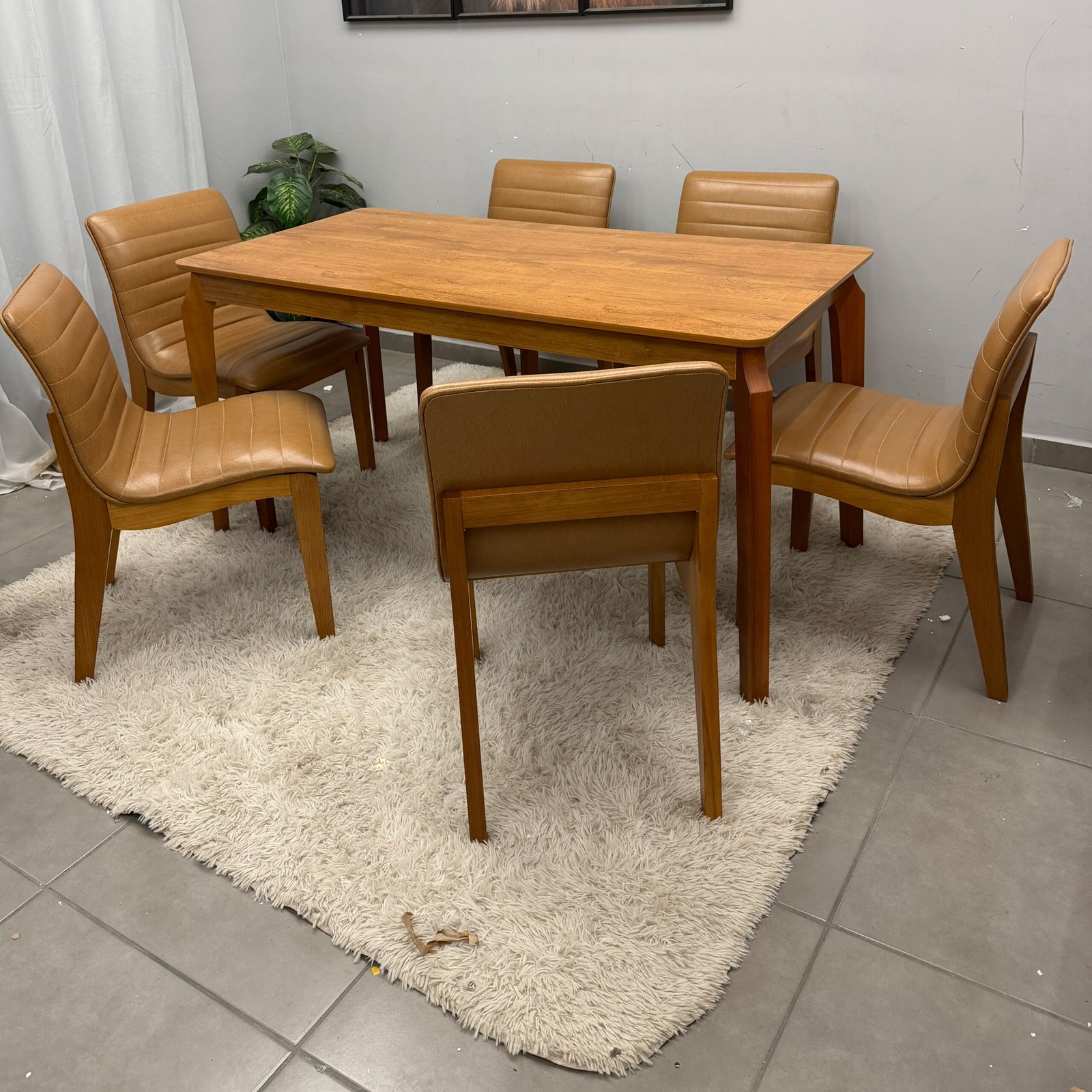 Mesa de Jantar Alegra 180x90cm Sem Vidro e 6 Cadeiras Sofia em Corino Madeira Jcm - Imagem 3