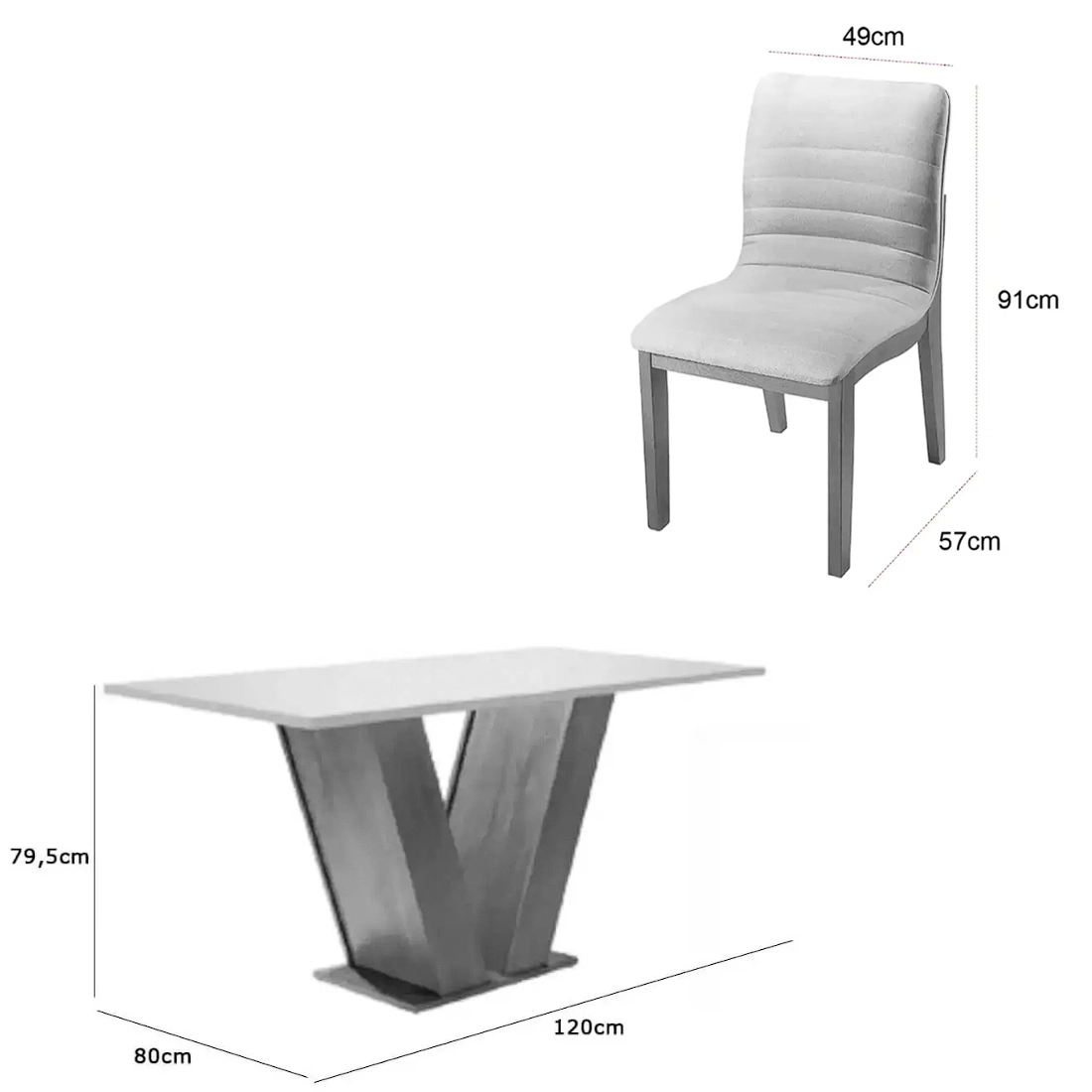 Mesa de Jantar Classic 120x80cm com Vidro e 4 Cadeiras Sofia em Corino Estofadas Cel Móveis - Imagem 2