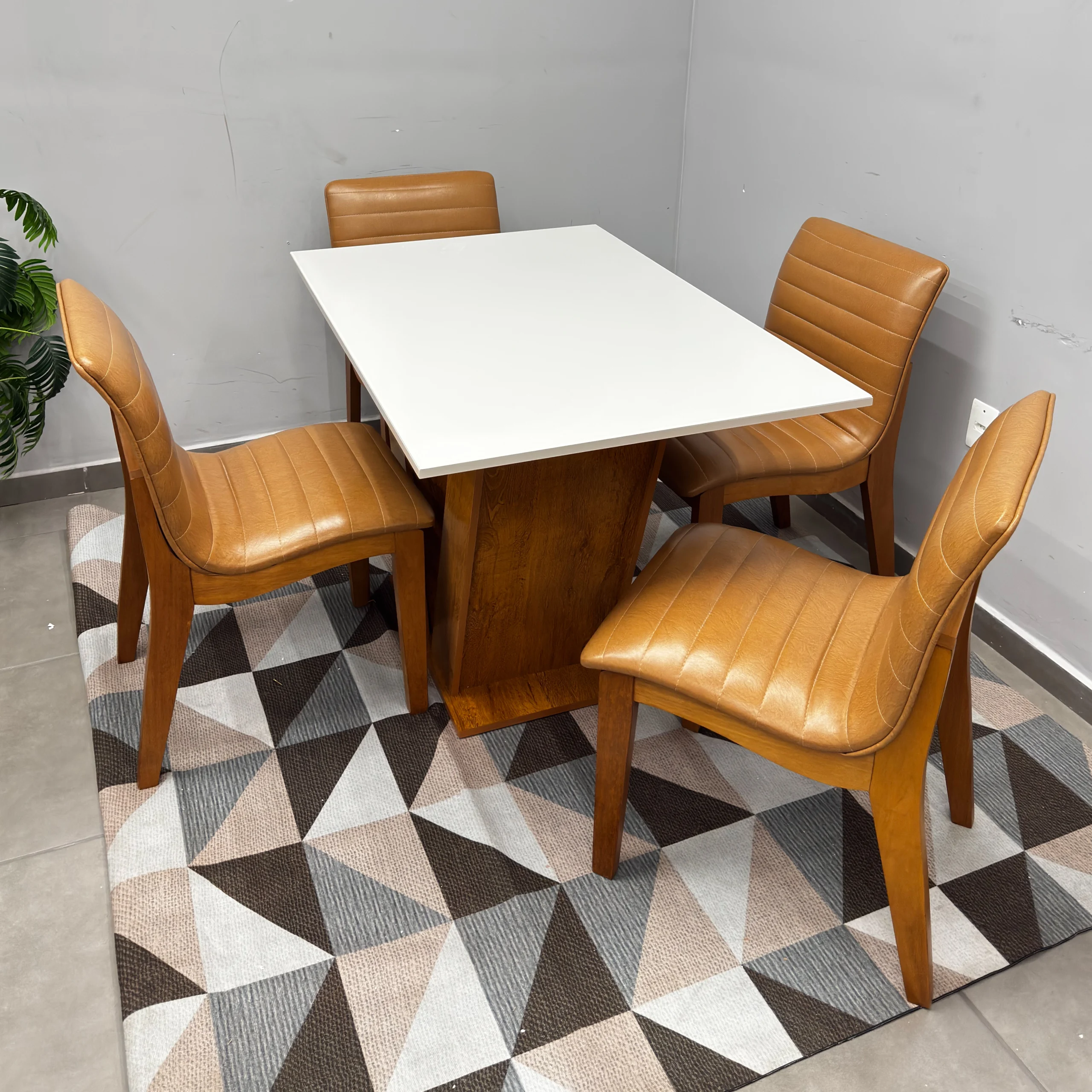 Mesa de Jantar Classic 120x80cm com Vidro e 4 Cadeiras Sofia em Corino Estofadas Cel Móveis - Imagem 3