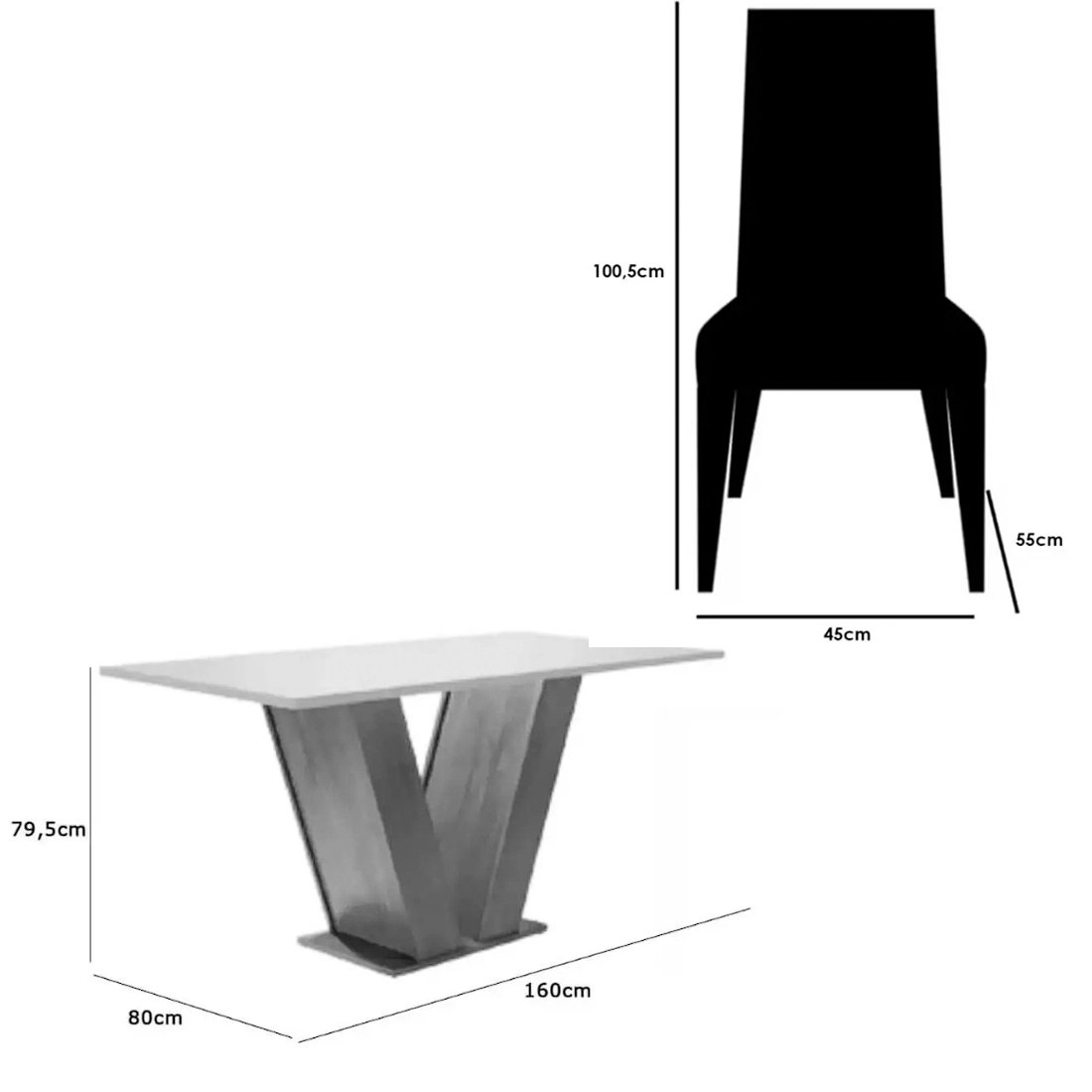 Mesa de Jantar Classic 160x80cm com Vidro e 6 Cadeiras California em Linho Estofadas Cel Móveis - Imagem 2
