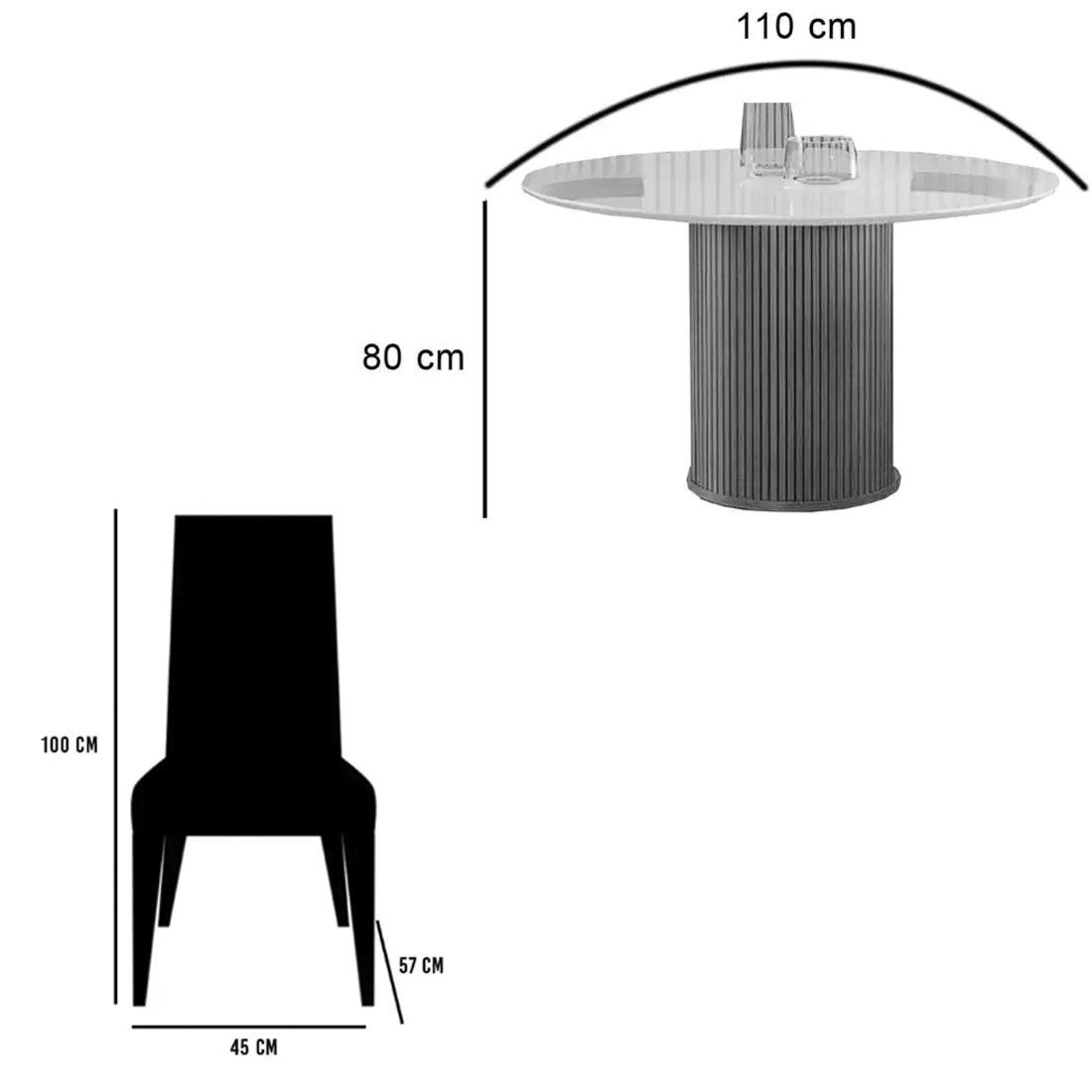 Mesa de Jantar Dara 110cm Redonda com Vidro e 4 Cadeiras Giulia em Veludo Estofadas Lj Móveis - Imagem 2