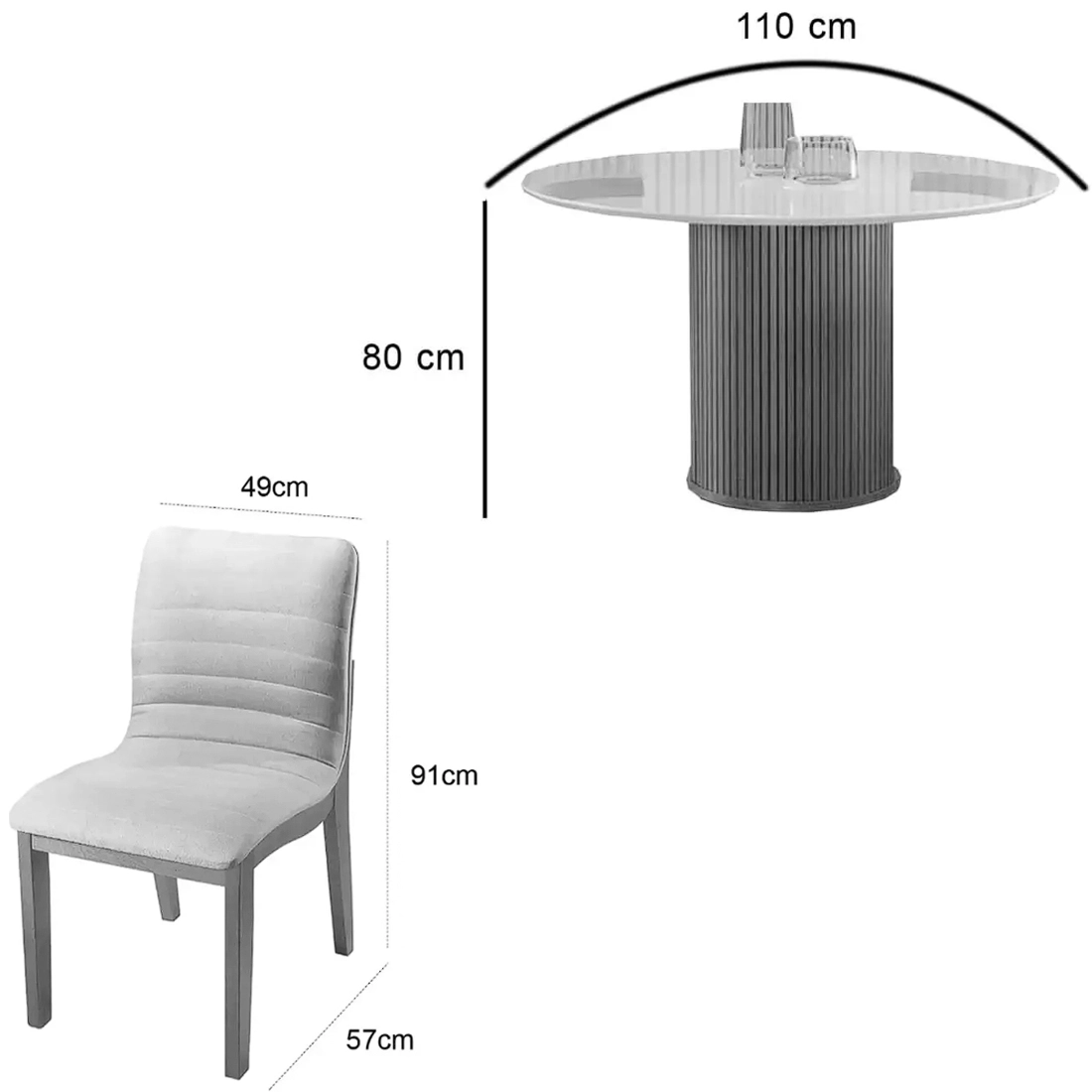 Mesa de Jantar Dara 110cm Redonda com Vidro e 4 Cadeiras Sofia em Corino Estofadas Lj Móveis - Imagem 2