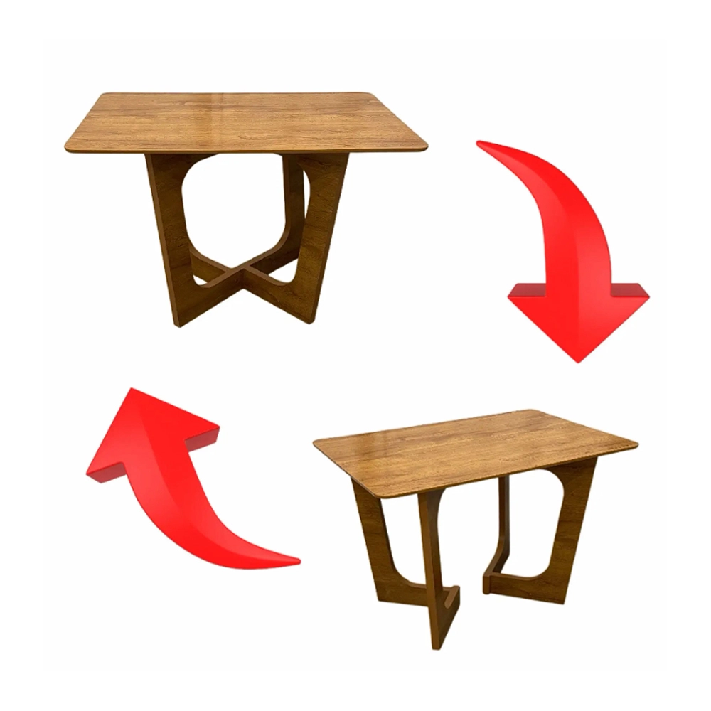 Mesa de Jantar Dubai Flex 120x80cm Sem Vidro e 4 Cadeiras Oiti em Linho Madeira Cel Móveis - Imagem 4