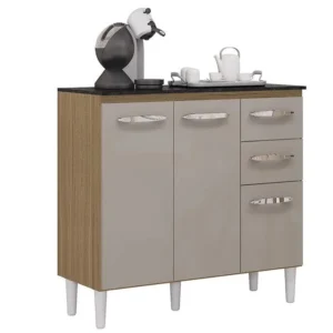Balcão Isadora 3 Portas 2 Gavetas para Cozinha Poquema