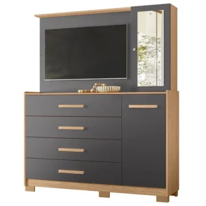 Cômoda Ilhabela com Painel para Tv 4 Gavetas 2 Portas e Espelho Albatroz