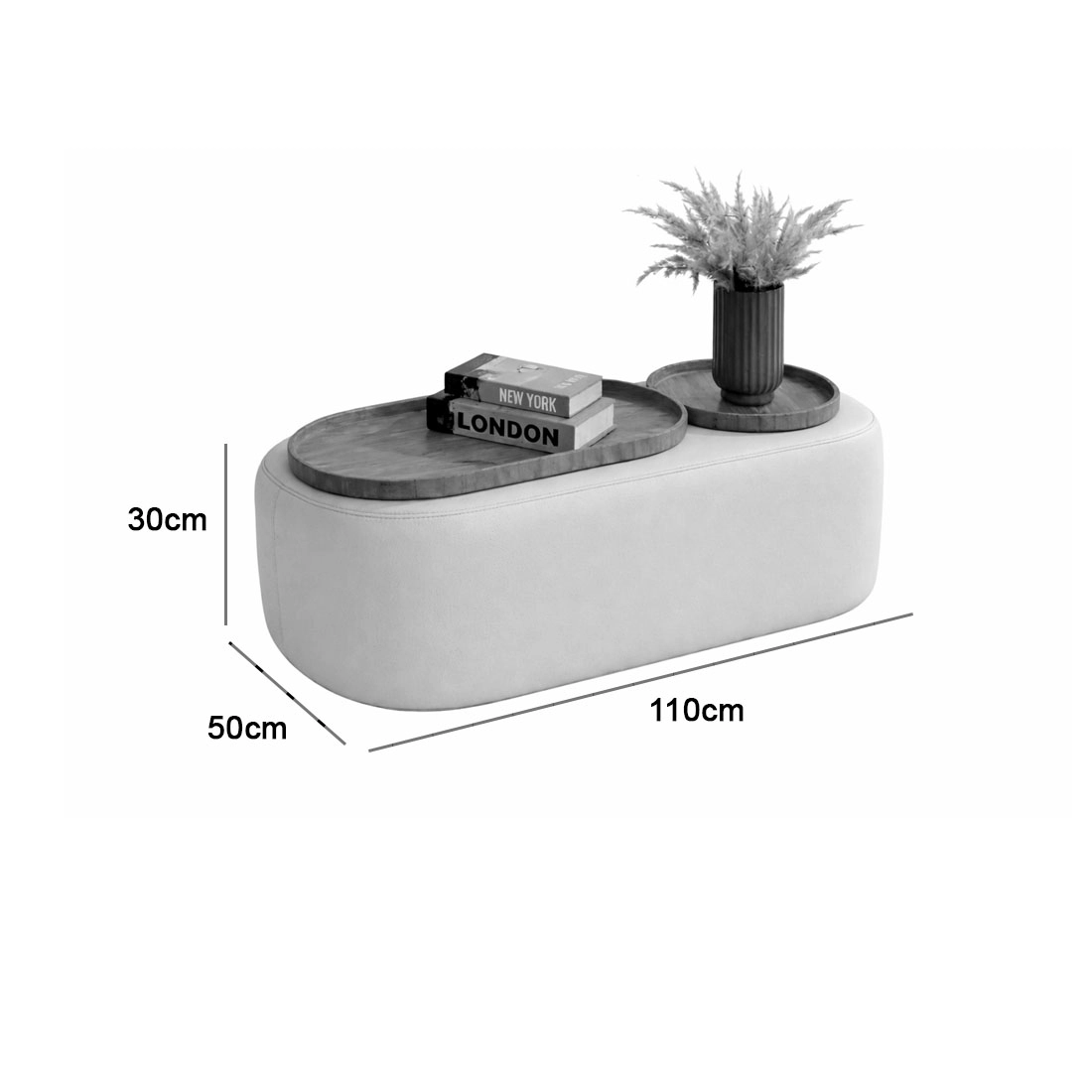 Mesa de Centro Madrid Tecido Linhão House Decor - Imagem 2