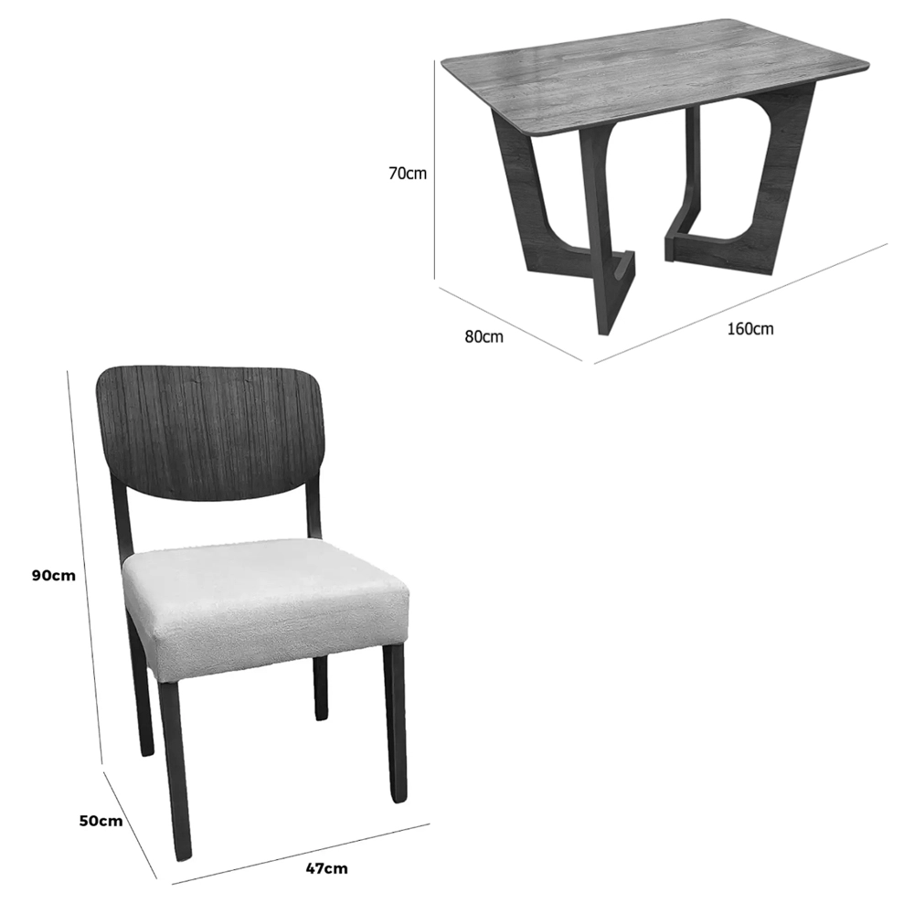 Mesa de Jantar Dubai Flex 160x80cm Sem Vidro e 6 Cadeiras Barcelona em Linho Madeira Cel Móveis - Imagem 2