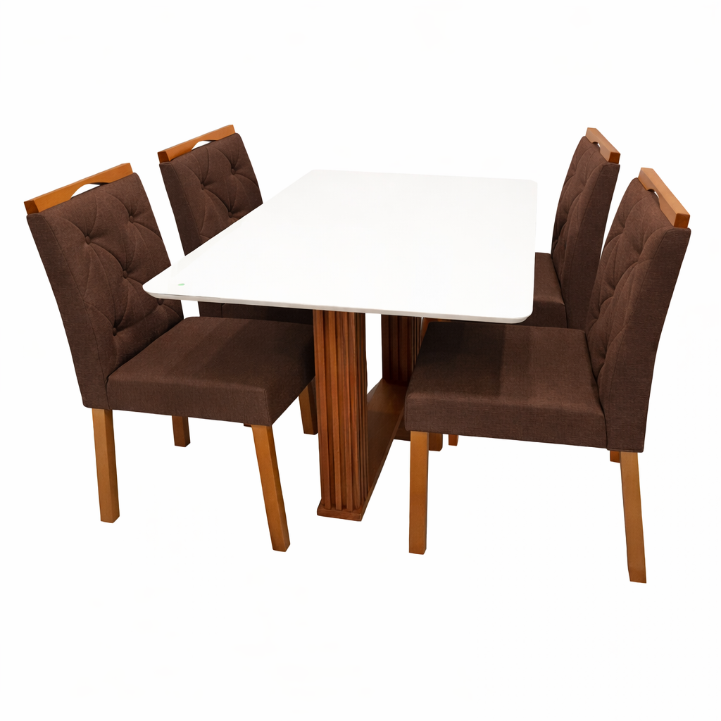 Mesa de Jantar Florença 120x80cm com Vidro e 4 Cadeiras Jasmim em Veludo Estofadas Lj Móveis - Imagem 5