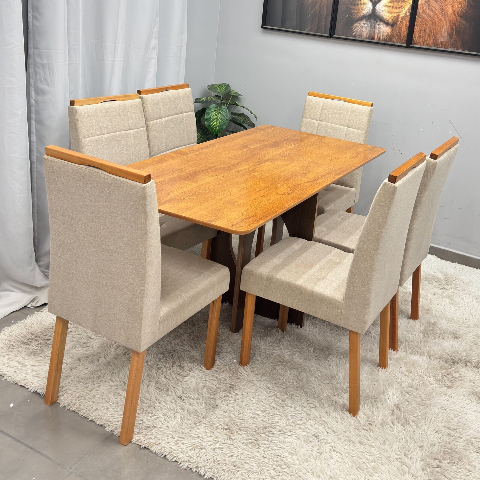 Mesa de Jantar Madrid Dubai 160x80cm Sem Vidro e 6 Cadeiras Giulia em Veludo Estofadas Minas Plac - Imagem 3