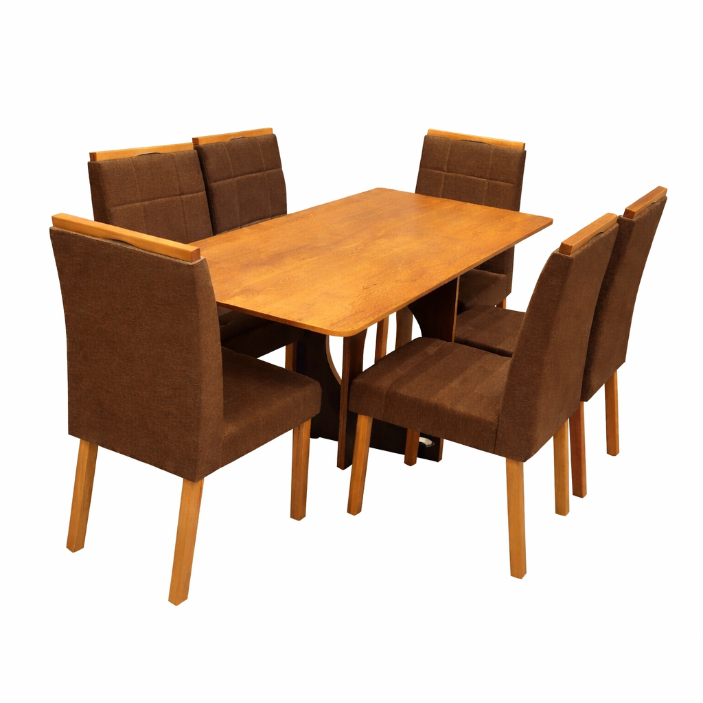 Mesa de Jantar Madrid Dubai 160x80cm Sem Vidro e 6 Cadeiras Giulia em Veludo Estofadas Minas Plac - Imagem 5