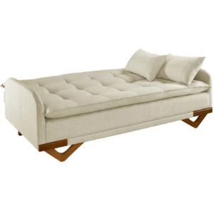 Sofá Cama Cannes em Linho 3 Lugares Reclinável 202cm Luxury