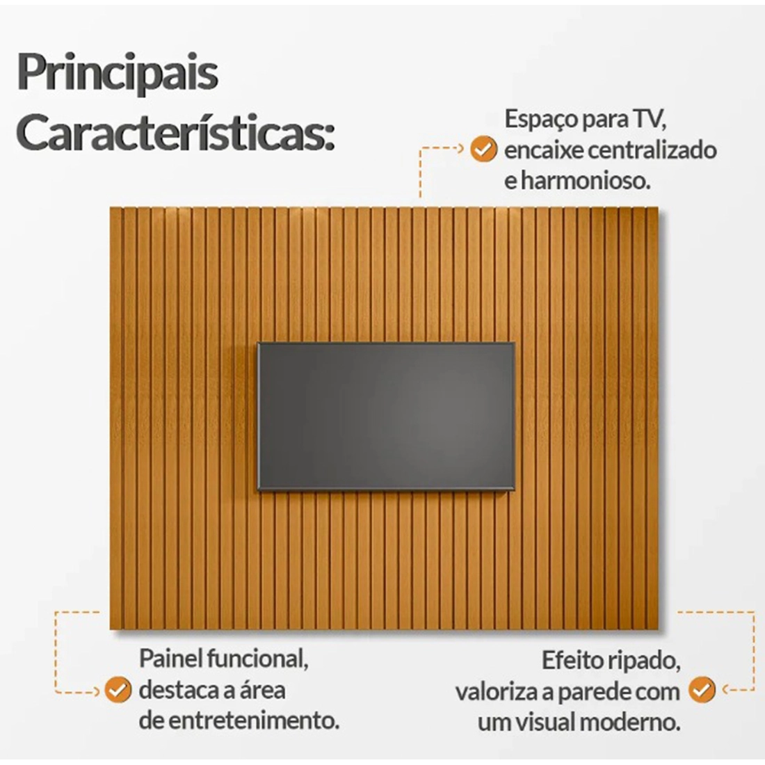 Painel Roma 230cm Sem Prateleira Ripado para Tv Até 75 Polegadas Rv Móveis - Imagem 4