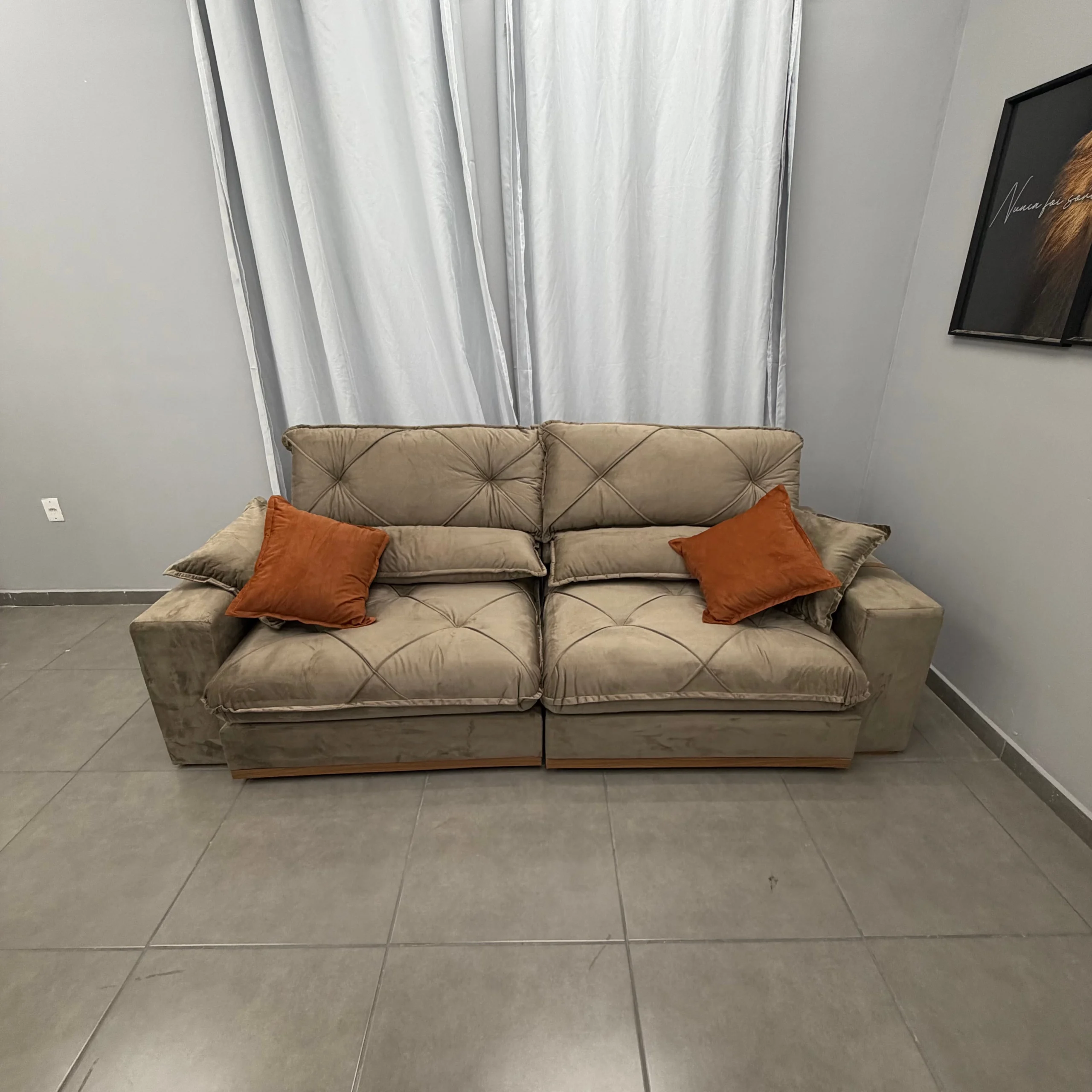 Sofá Gran Best em Veludo 4 Lugares Retrátil e Reclinável 250cm Aifos - Imagem 2