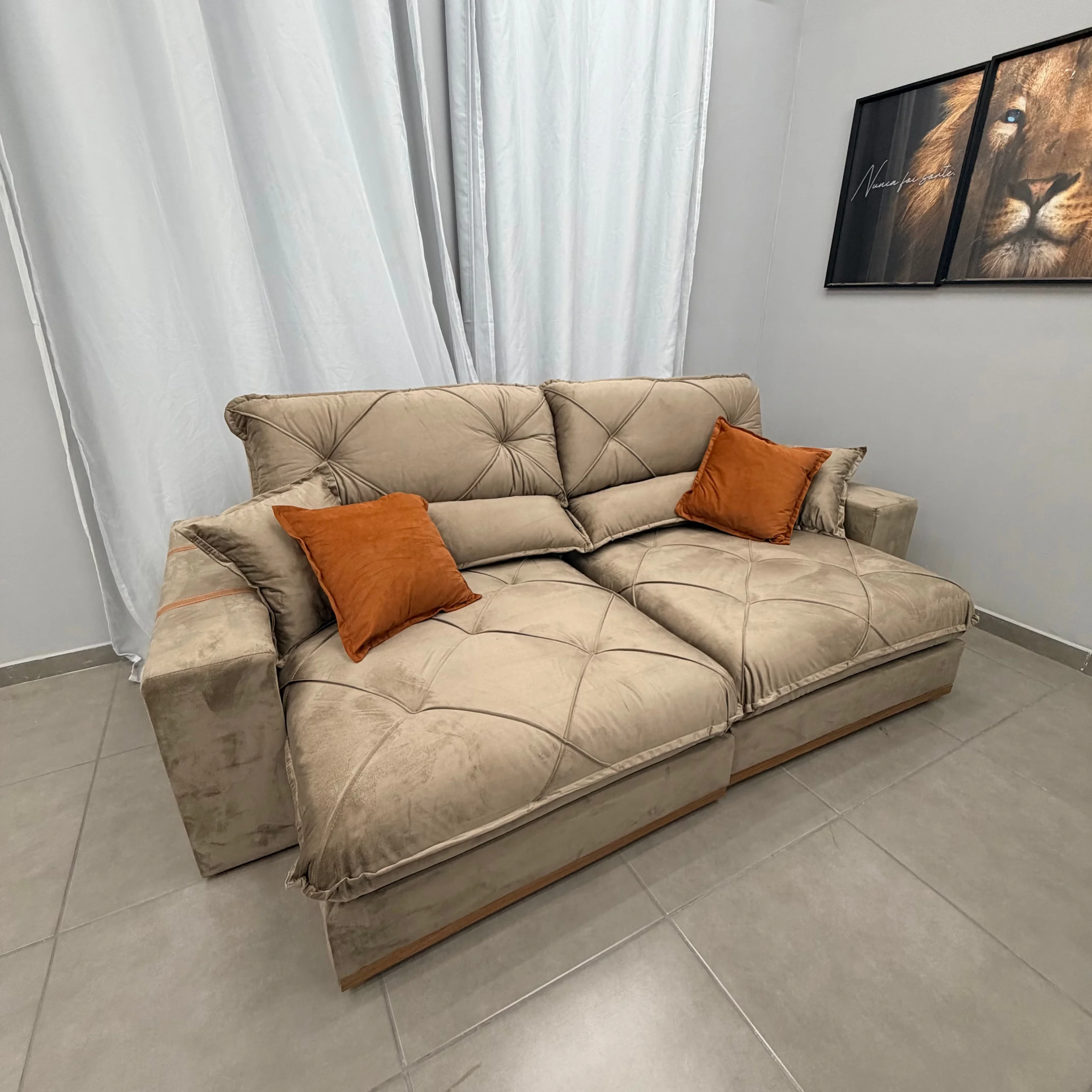 Sofá Gran Best em Veludo 4 Lugares Retrátil e Reclinável 250cm Aifos - Imagem 3