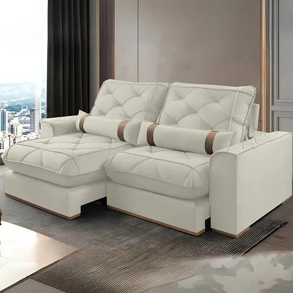 Sofá Vicam 029 Dubai em Linho com Molas Ensacadas 4 Lugares Retrátil e Reclinável 250cm - Imagem 3